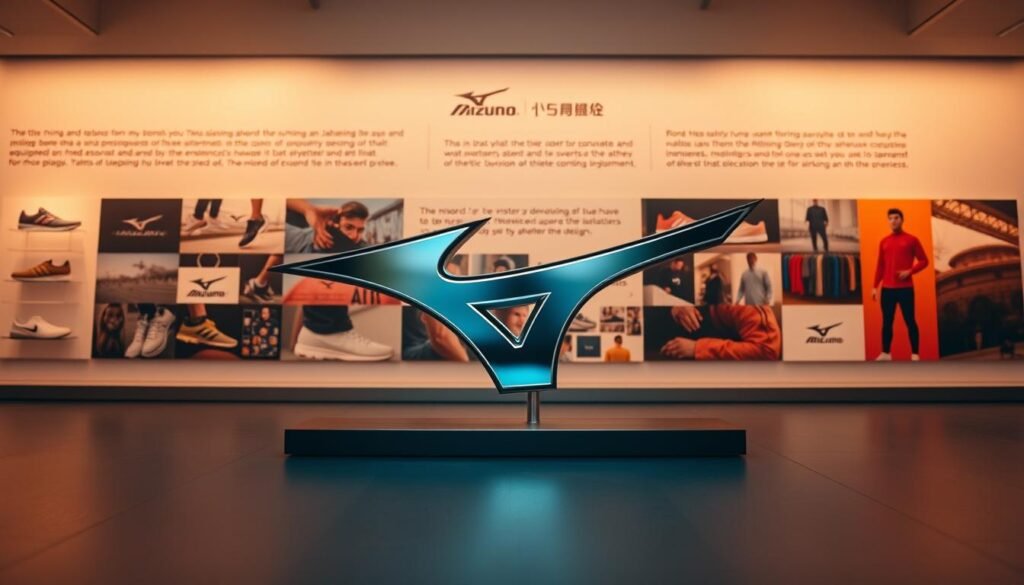 Striking logo of the Mizuno brand displayed prominently in the foreground, rendered in a sleek, minimalist style with crisp lines and a metallic sheen. Behind it, a panoramic scene showcasing the rich history and philosophy of the company, including images of their iconic running shoes, athletic wear, and heritage as a Japanese sports equipment manufacturer. The layout is clean and balanced, with a warm, professional tone that conveys the brand's commitment to quality, innovation, and athlete-centric design. Soft, even lighting from multiple angles highlights the distinct layers and textures, creating a sense of depth and dimension. Striking logo of the Mizuno brand displayed prominently in the foreground, rendered in a sleek, minimalist style with crisp lines and a metallic sheen. Behind it, a panoramic scene showcasing the rich history and philosophy of the company, including images of their iconic running shoes, athletic wear, and heritage as a Japanese sports equipment manufacturer. The layout is clean and balanced, with a warm, professional tone that conveys the brand's commitment to quality, innovation, and athlete-centric design. Soft, even lighting from multiple angles highlights the distinct layers and textures, creating a sense of depth and dimension.