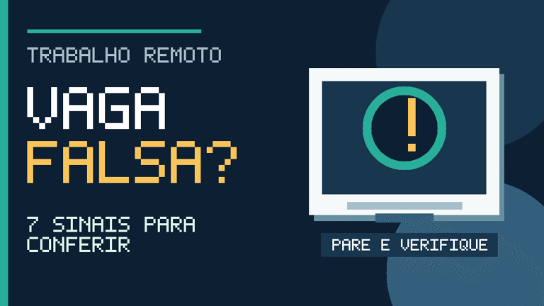 Ilustração original sobre cuidados com vagas de trabalho remoto, com aviso de verificação de ofertas