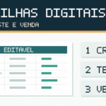 Ilustração original de planilha editável com etapas criar, testar e vender