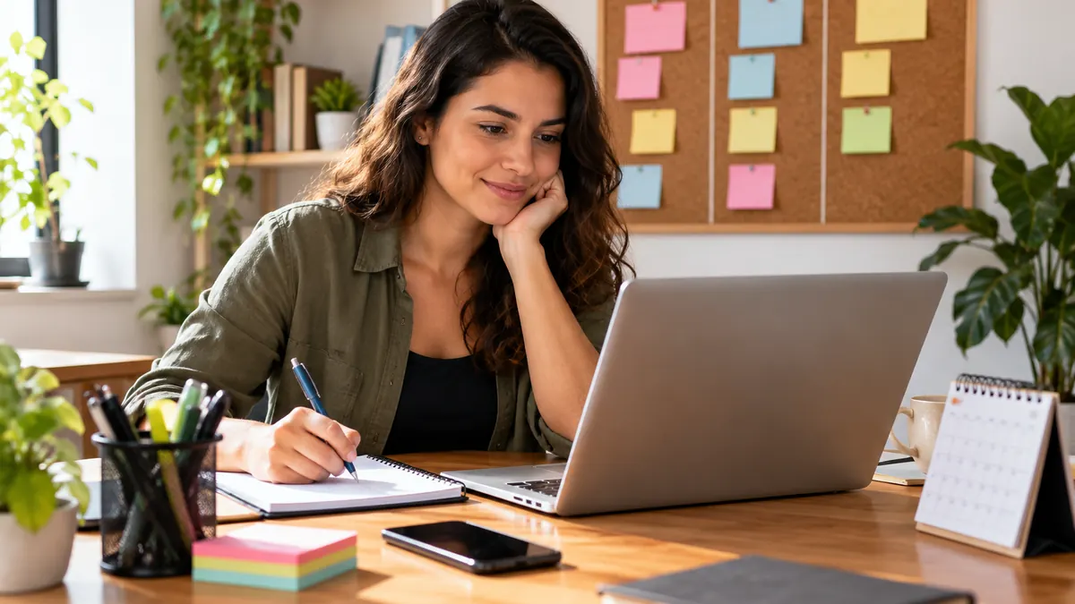 Profissional freelancer organizando tarefas e prazos em home office